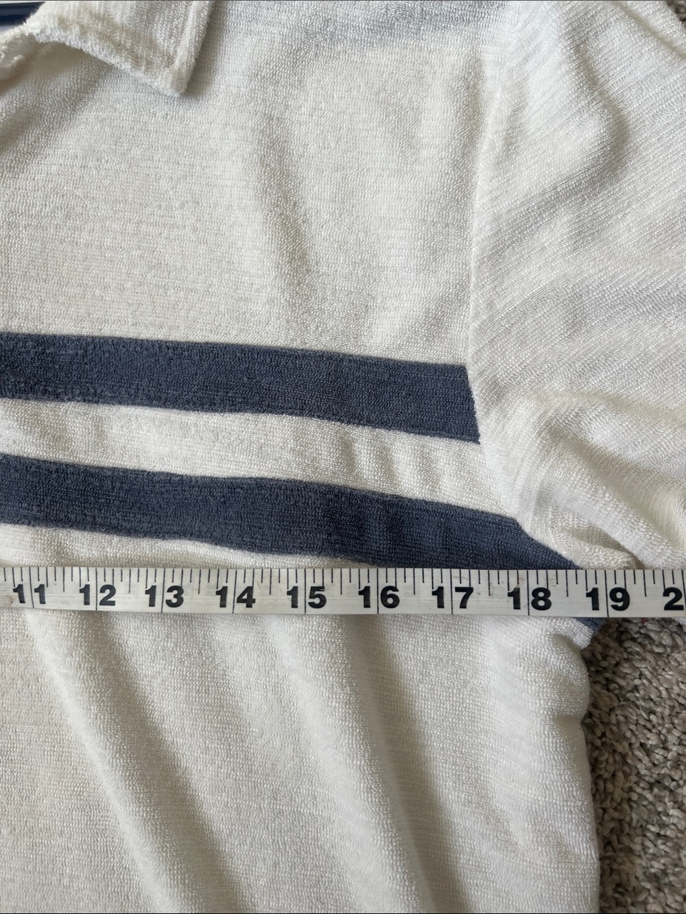 Faherty Cabana Towel Terry Surf Stripe Polo Large - Picture 8 of 8
